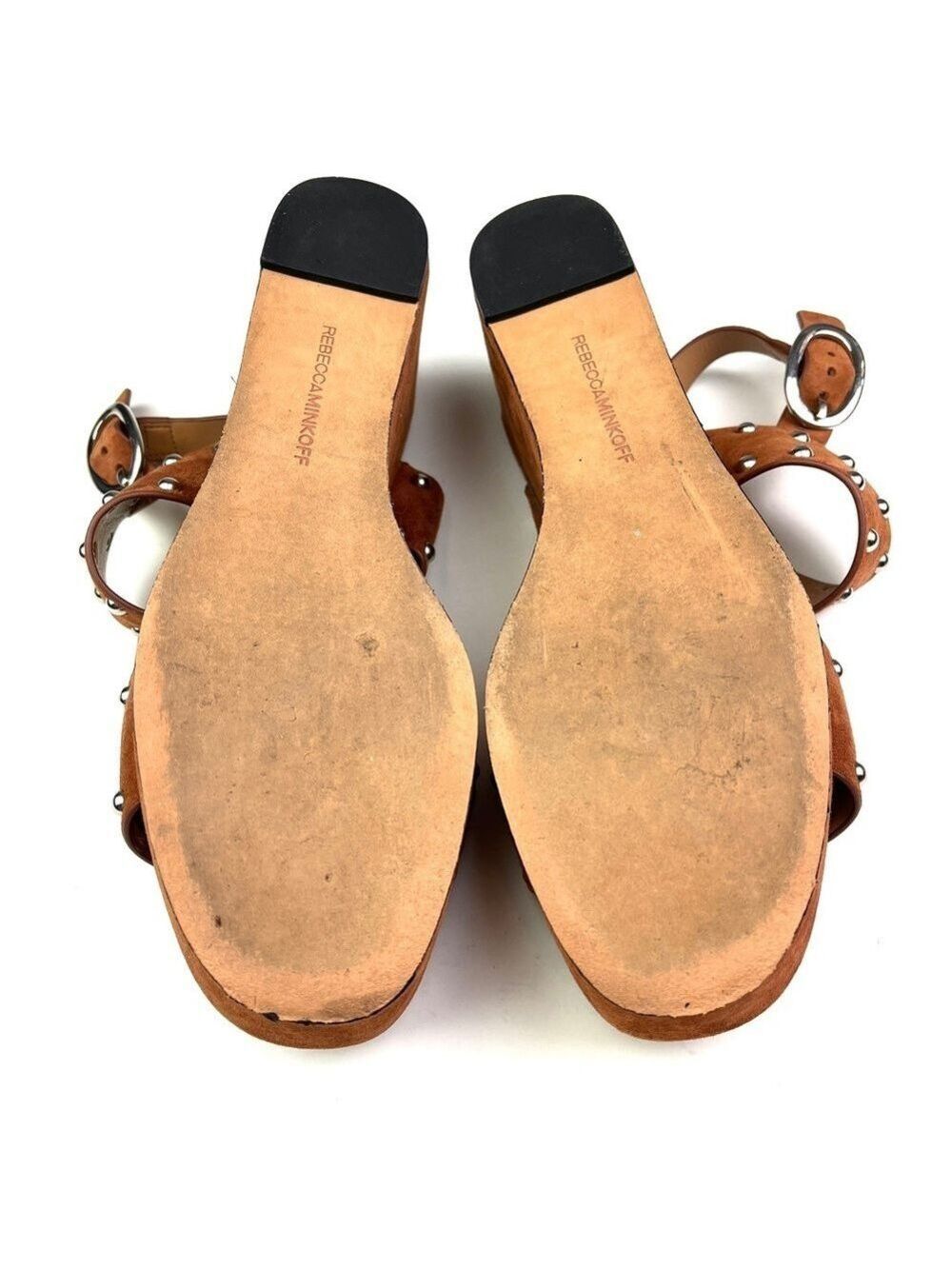 Rebecca Minkoff Tan Suede Studded Platform Sandals - Picture 7 of 8